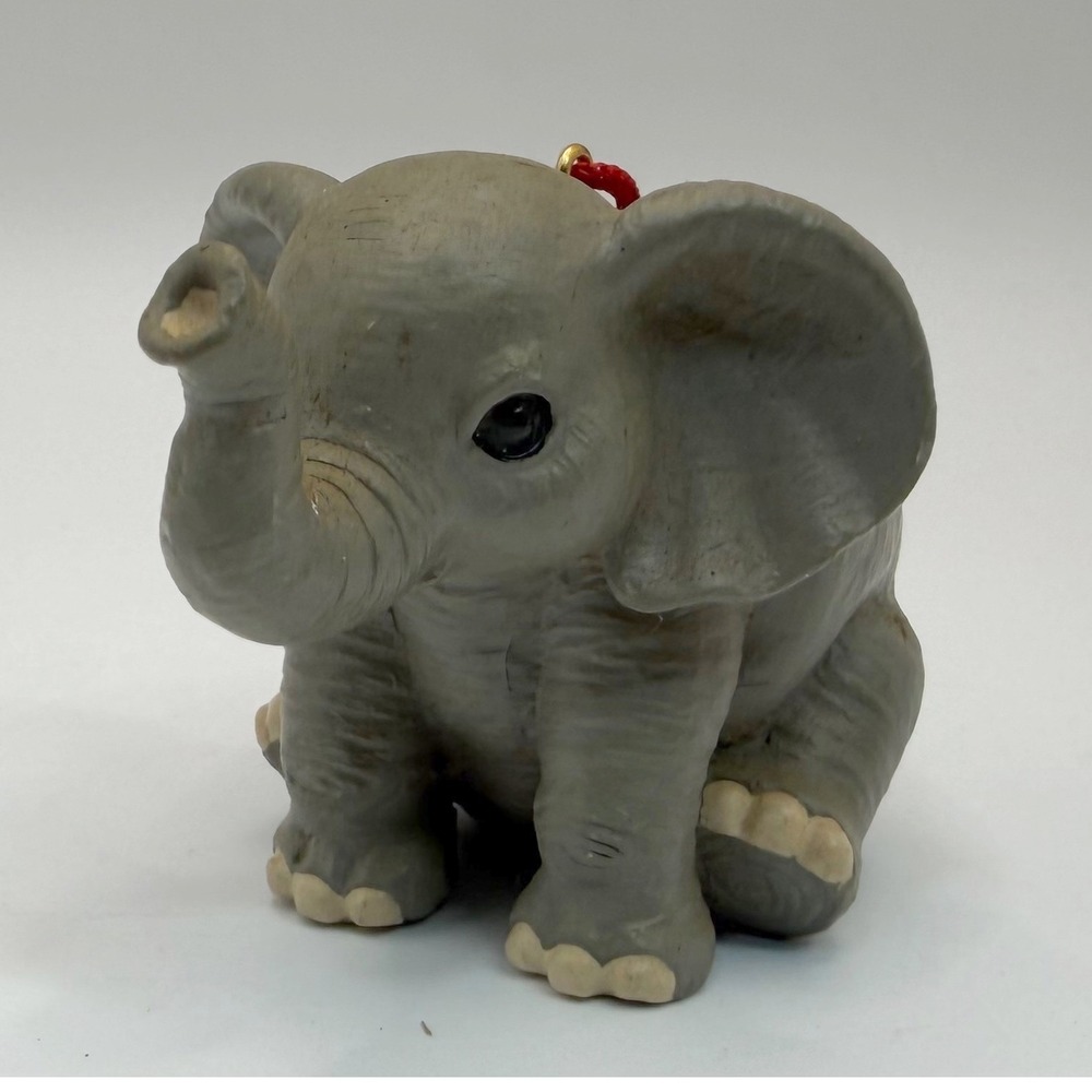 Midwest Importers Baby Elephant Ornament Raised Trunk Good Luck Christmas VTG